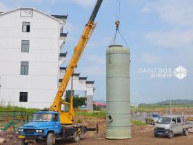 河南焦作玻璃鋼一體化污水泵站現(xiàn)場(chǎng)吊裝